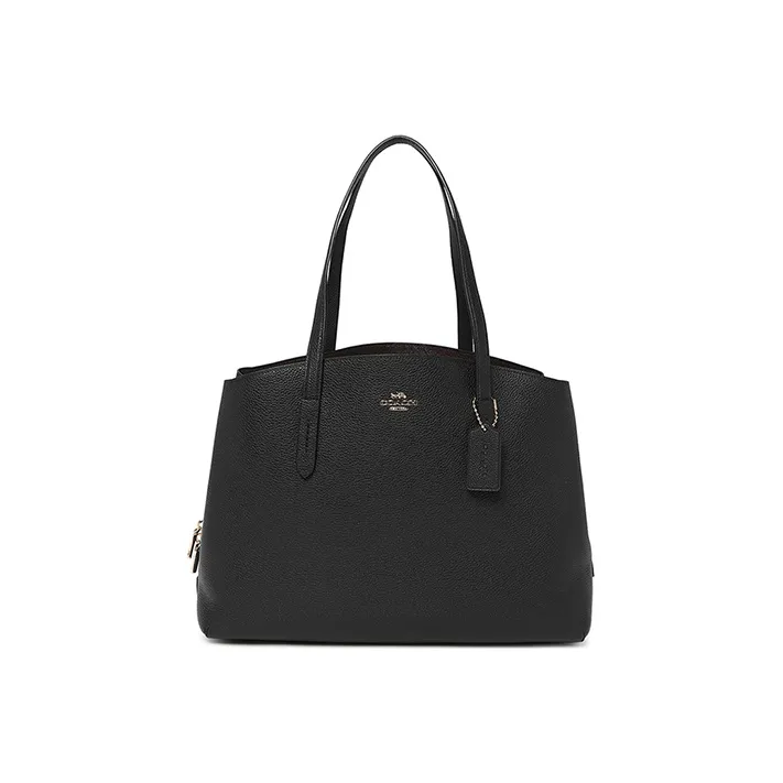 COACH Charlie Leather Dome Bag, Handbag, Shoulder Bag Women's Black