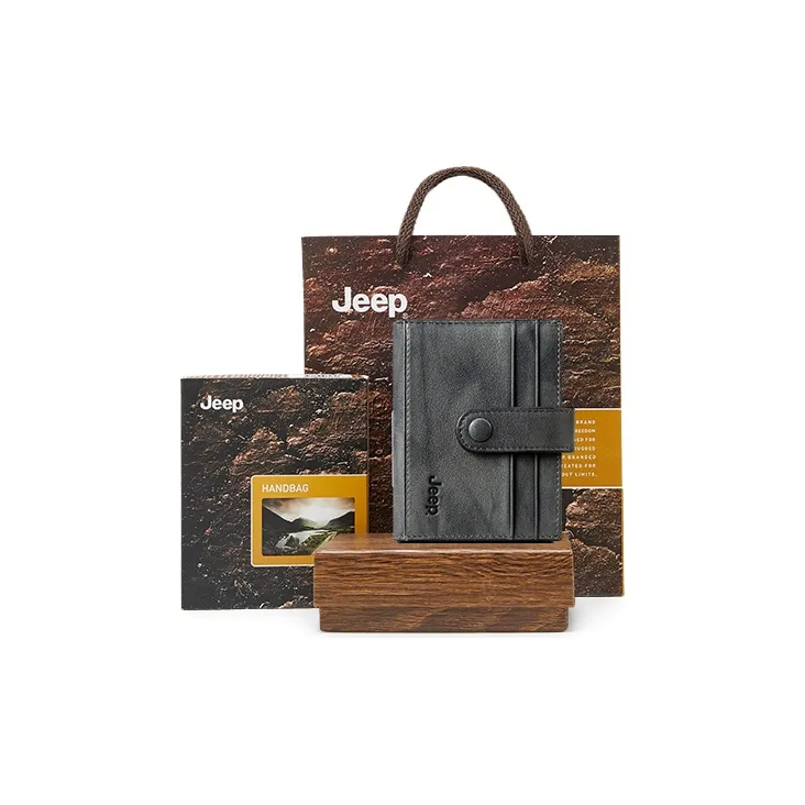 Jeep Натуральная кожа Маленький держатель для карт Мужской Светло-серый