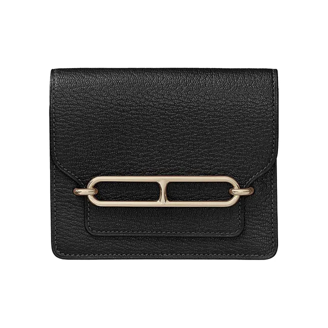 HERMES Roulis Mysore Goat Skin Coin Purse Wallet Fanny Pack Regular Women's Black