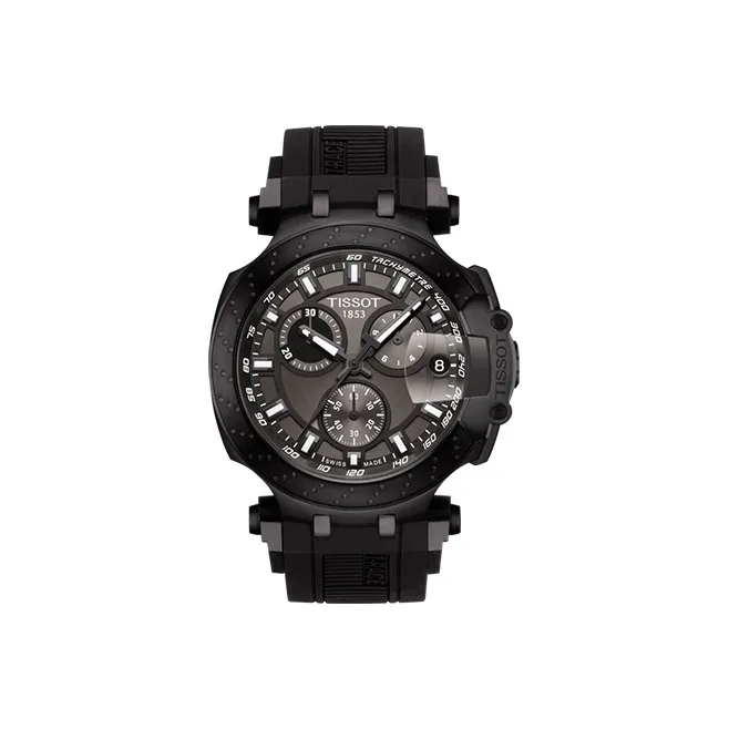 TISSOT Race Collection Кварцевый механизм Мужские часы Часы 43 мм Серый циферблат Корпус из нержавеющей стали Силиконовый ремешок