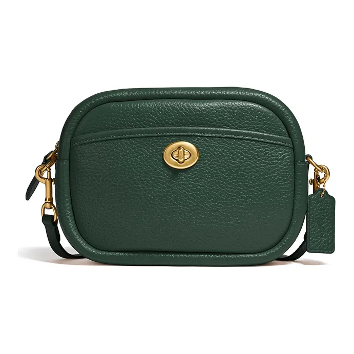 COACH Camera Pebbled Leather Camera Bag Shoulder Bag Crossbody Bag Regular Women's Forest Green