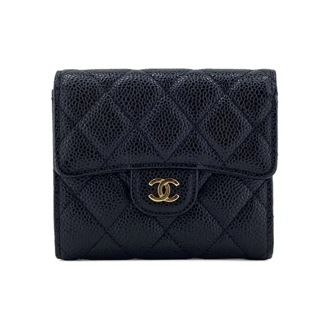 CHANEL Calfskin Handheld Wallets Women's Black