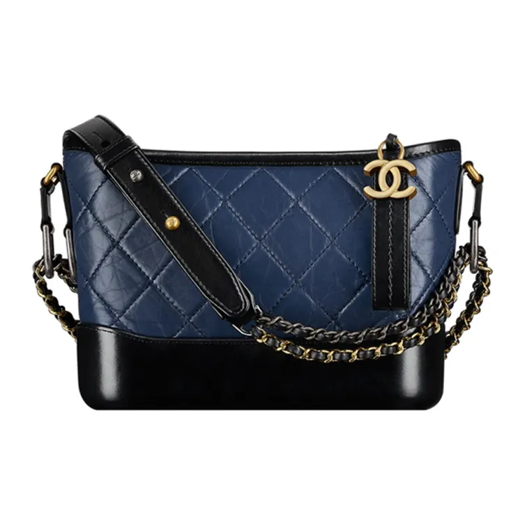 CHANEL Gabrielle Cow Leather Hobo Bag, Handbag, Shoulder Bag, Crossbody Bag Women's Blue Black