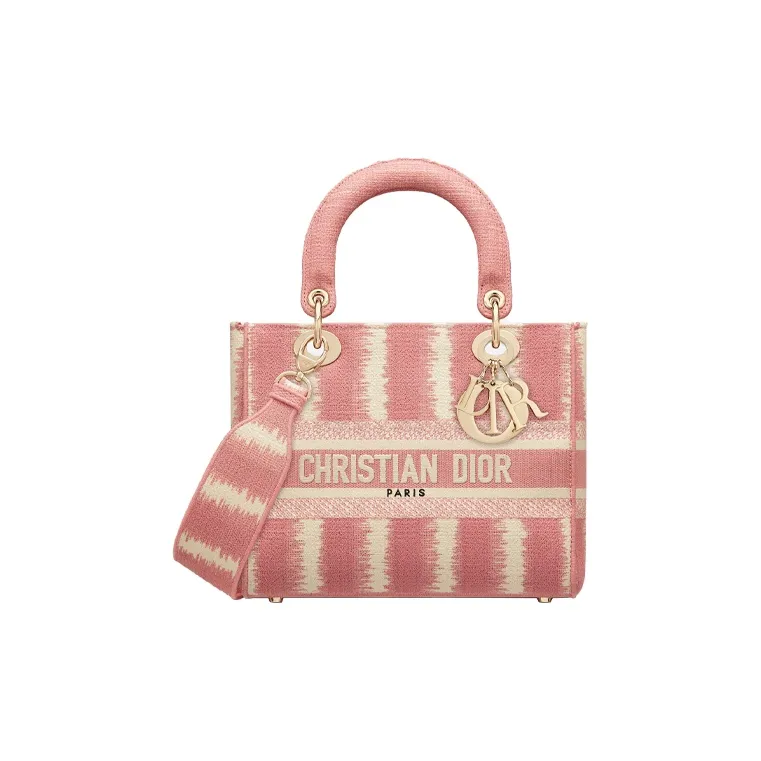DIOR Lady D Lite Embroidery Lady Dior Bag, One Shoulder Handbag Medium Size Women's Pink