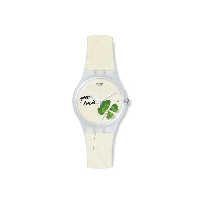 SWATCH Original Collection Кварцевый механизм Женские часы 41 мм Белый циферблат Пластиковый корпус Часы Силиконовый ремешок
