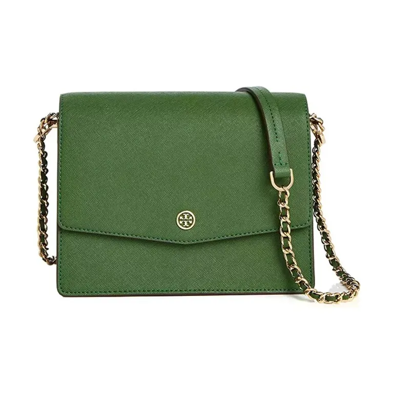 TORY BURCH Robinson Cow Leather Shoulder Bag Crossbody Bag Medium Size Women's Green