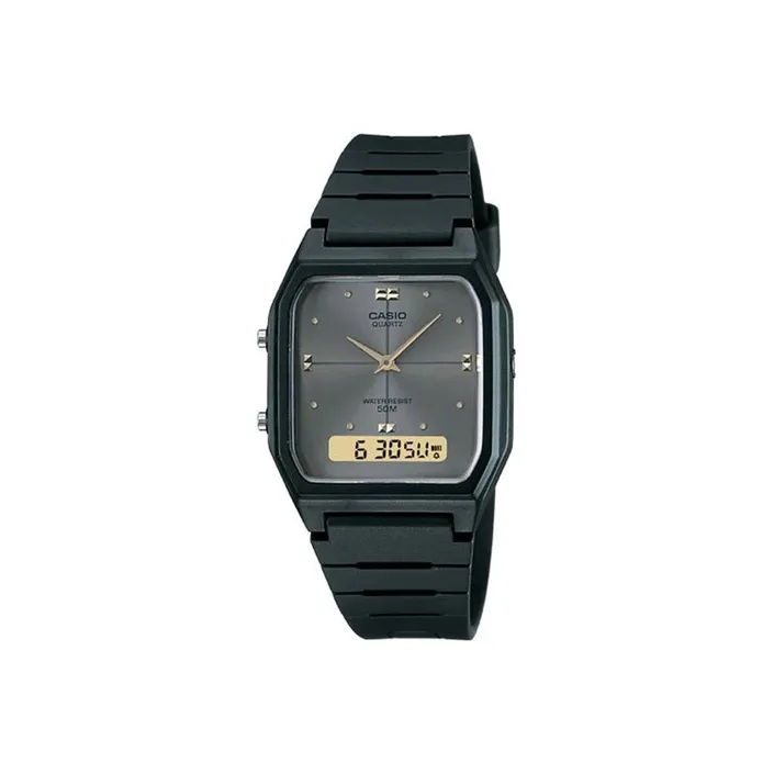 CASIO YOUTH Collection Квадратный Аналоговый Цифровой Кварцевый Механизм Смольный Ремешок Часы Мужские Черный Циферблат