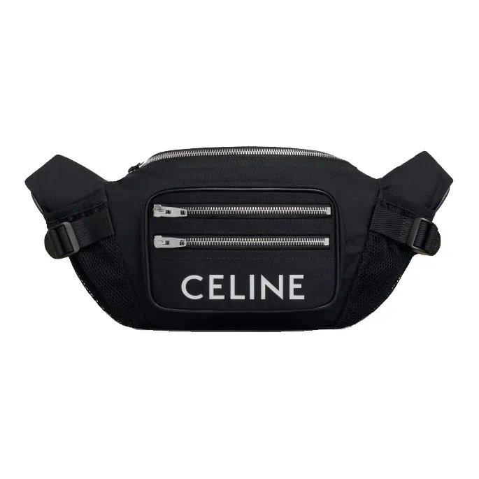 CELINE Polyamide Fabric Shoulder Bag, Crossbody Bag, Sling Bag, Fanny Pack Tubas Men's Black