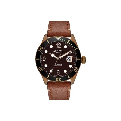 ROMAGO Автоматический Механический Movement Мужские Часы из Коллекции Bronze 42,5mm*42,5mm*12,5mm Кофе