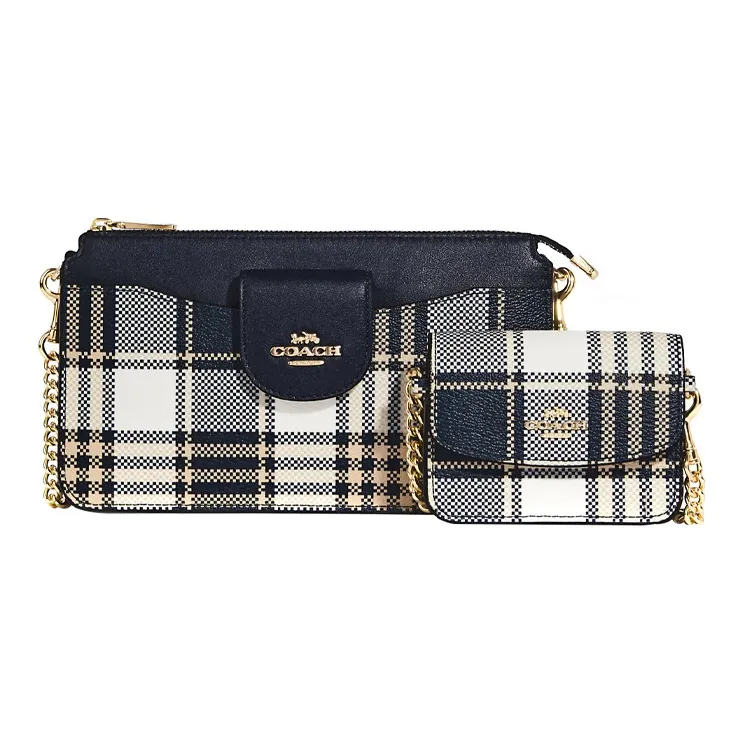 COACH POPPY Coated Canvas With Smooth Leather Combo Bag, Shoulder Bag, Crossbody Bag Trumpets Women's