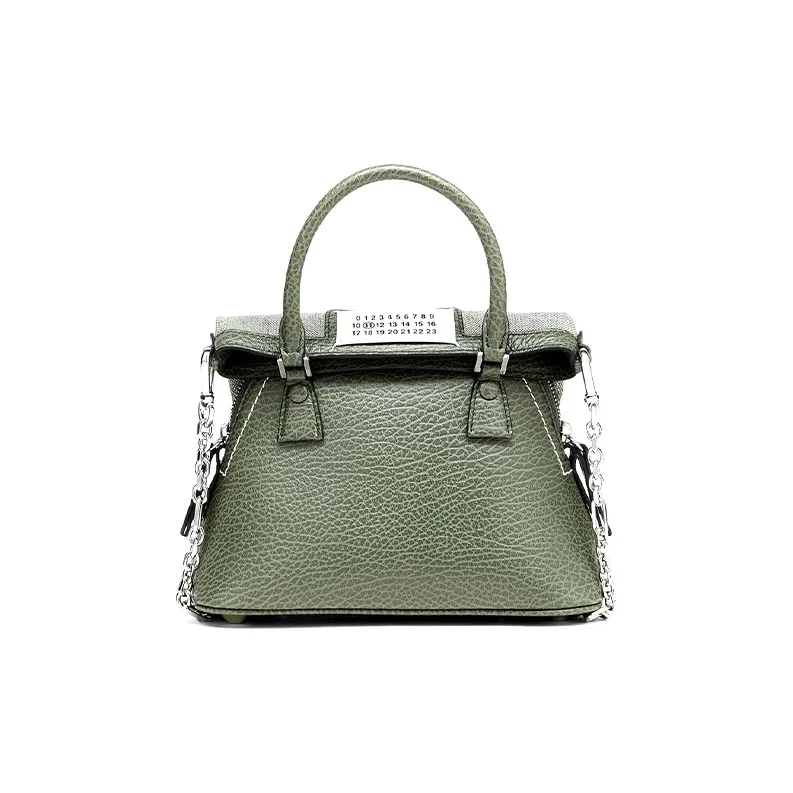 Maison Margiela 5AC Grained Texture Cow Leather Chain Bag, Dome Bag, Shoulder Bag Regular Women's Grass Green
