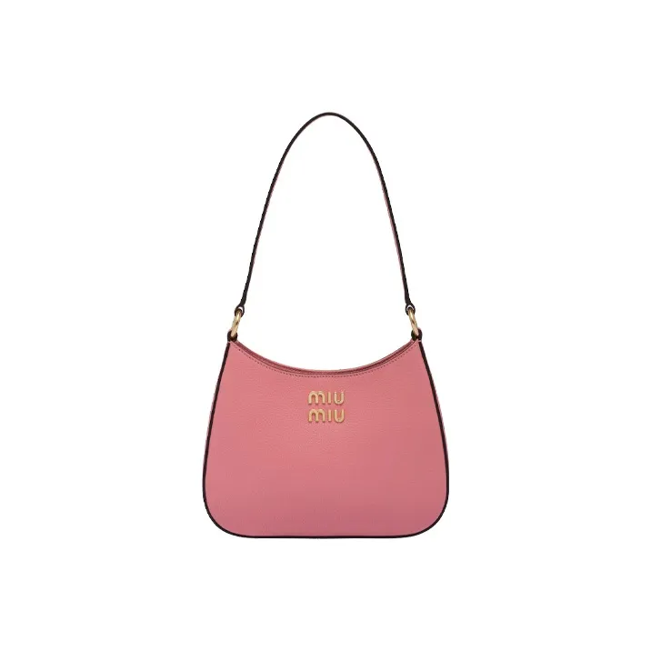 MIU MIU Madras Grained Leather Handbag Shoulder Bag Crossbody Bag Unisex Pink & Purple