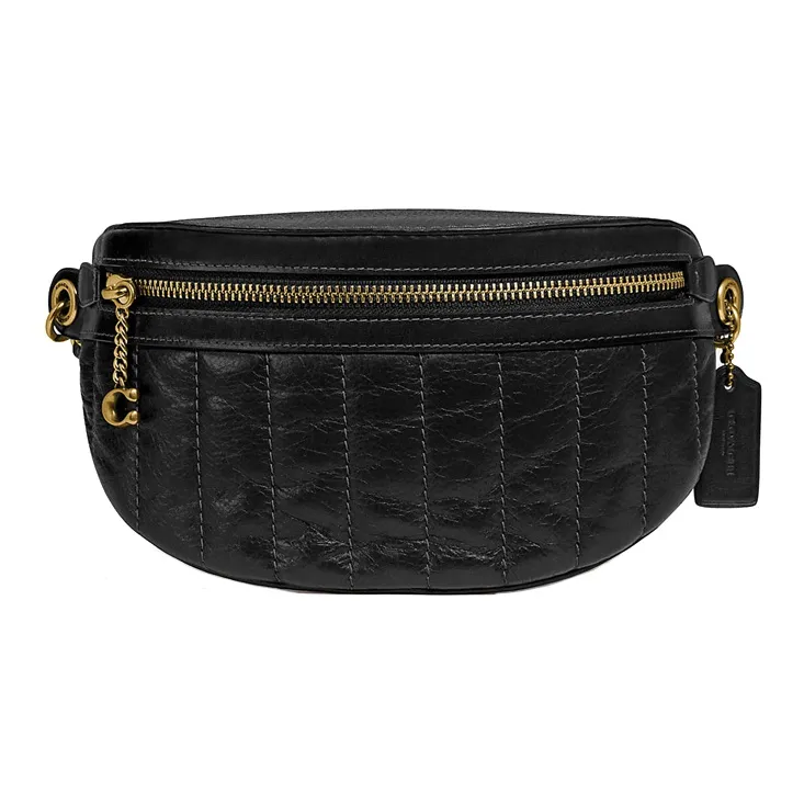 COACH Quilted Leather Shoulder Bag, Crossbody Bag, Fanny Pack Trumpets Women's Black