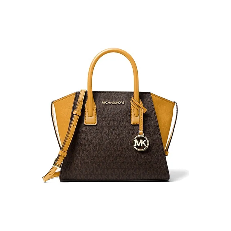 MICHAEL KORS Avril Leather Ear Bag, Handbag, Crossbody Bag Trumpets Women's Golden Orange