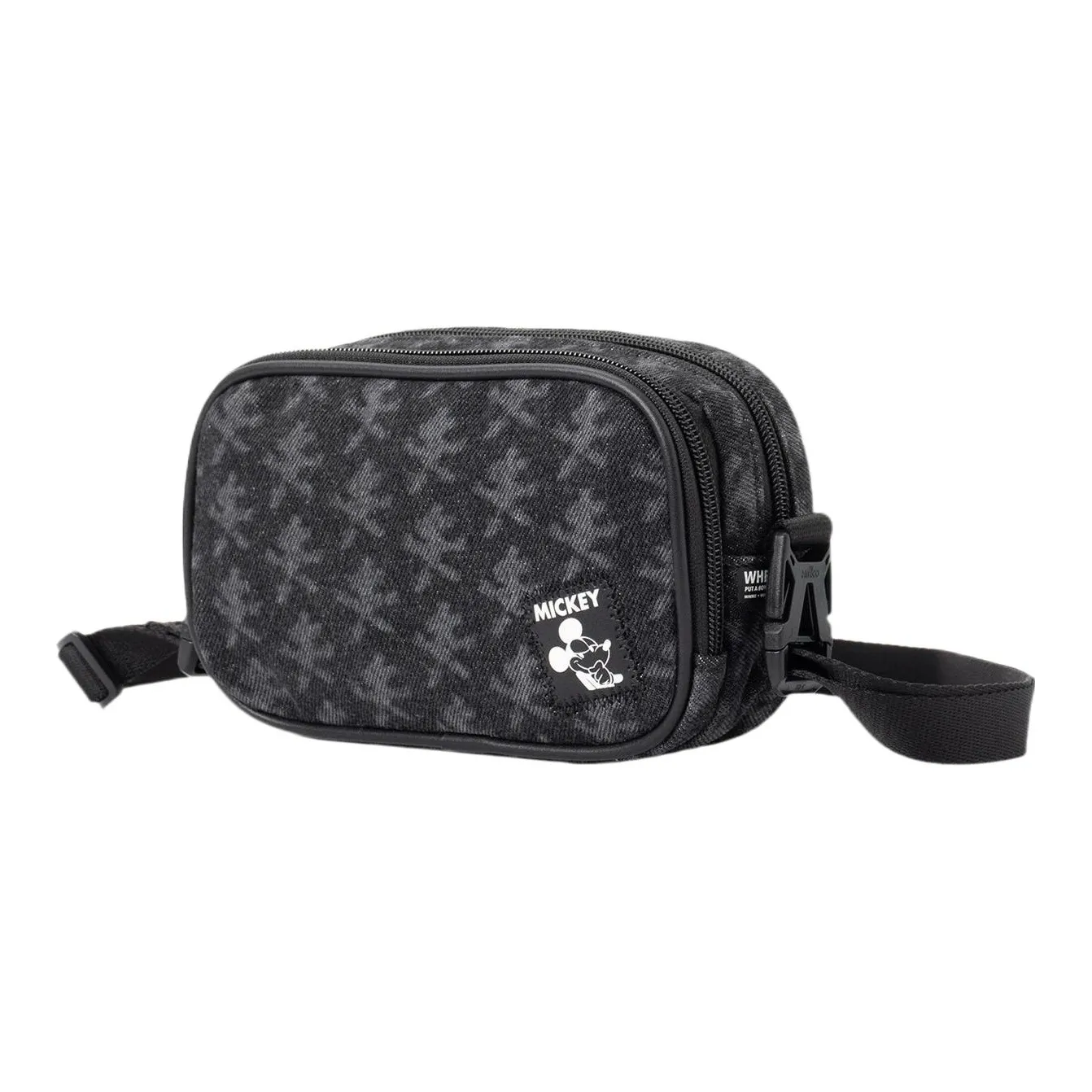 LiNing Disney Mickey, Collaboration Sports Life Collection 100% Cotton Shoulder Bag, Crossbody Bag Regular Unisex Black