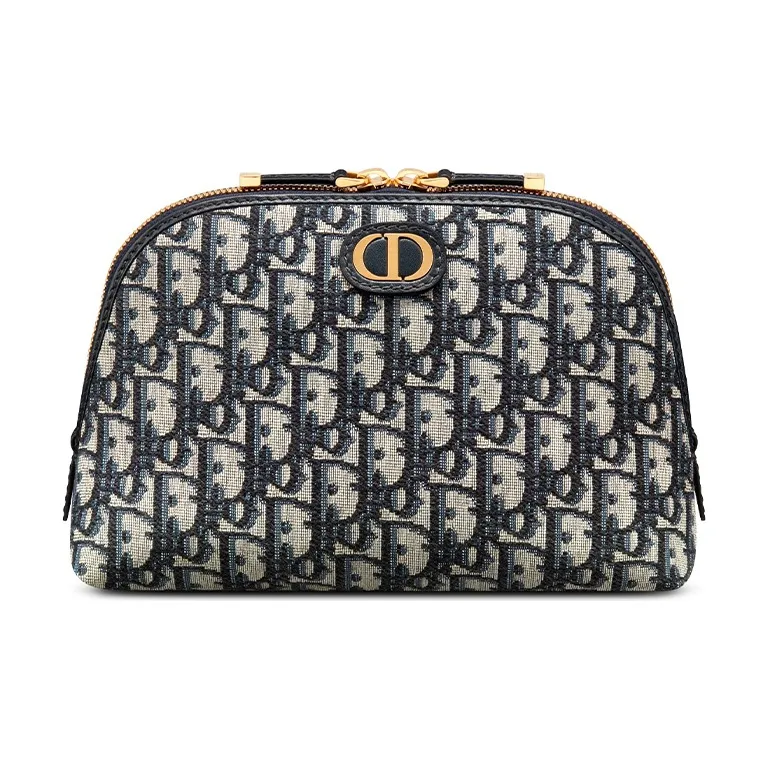 DIOR 30 Montaigne Fabric Clutch, Toiletry Bag, Storage Bag, Makeup Bag Women's Denim Blue