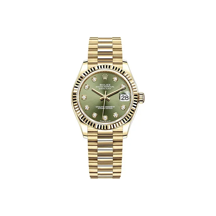 ROLEX Log Series Automatic Mechanical Movement Women's Watch 31mm Green Dial 18K Gold Watch Case 18K Gold Strap