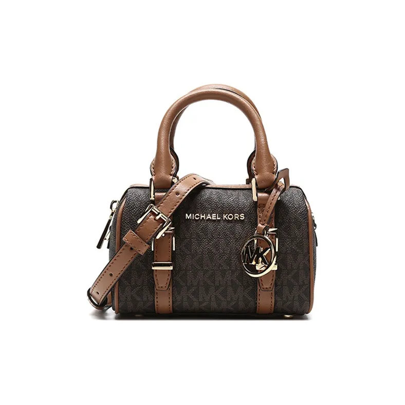 MICHAEL KORS Bedford Coated Canvas Boston Bag Handbag Crossbody Bag Shoulder Bag Mini Women's Acorn Brown