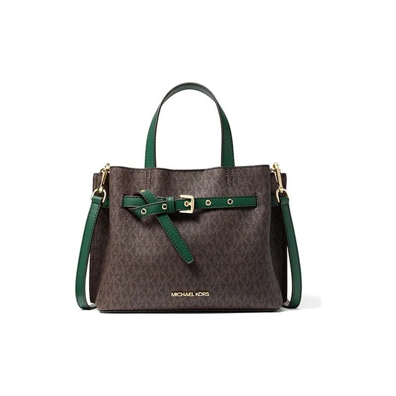 MICHAEL KORS Холст Квадратная Ручная Сумка Сумка через плечо Маленькая Женская Яшма и Коричневый