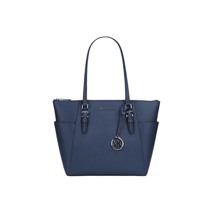 MICHAEL KORS Charlotte Leather One Shoulder Handbag, Crossbody Bag Regular Women's Navy Blue