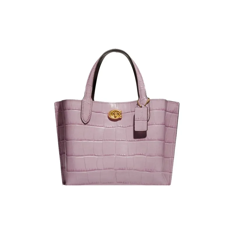 COACH Willow Leather Bucket Tote Crossbody Handbag Medium Size Women's Taro Purple
