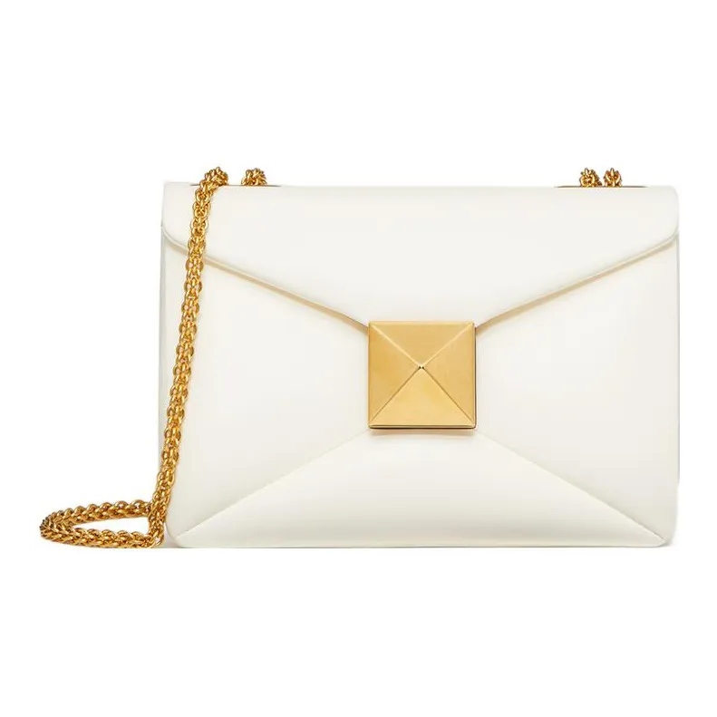 Valentino One Stud Sheepskin Portable Crossbody Bag, Shoulder Bag Women's Pearl White