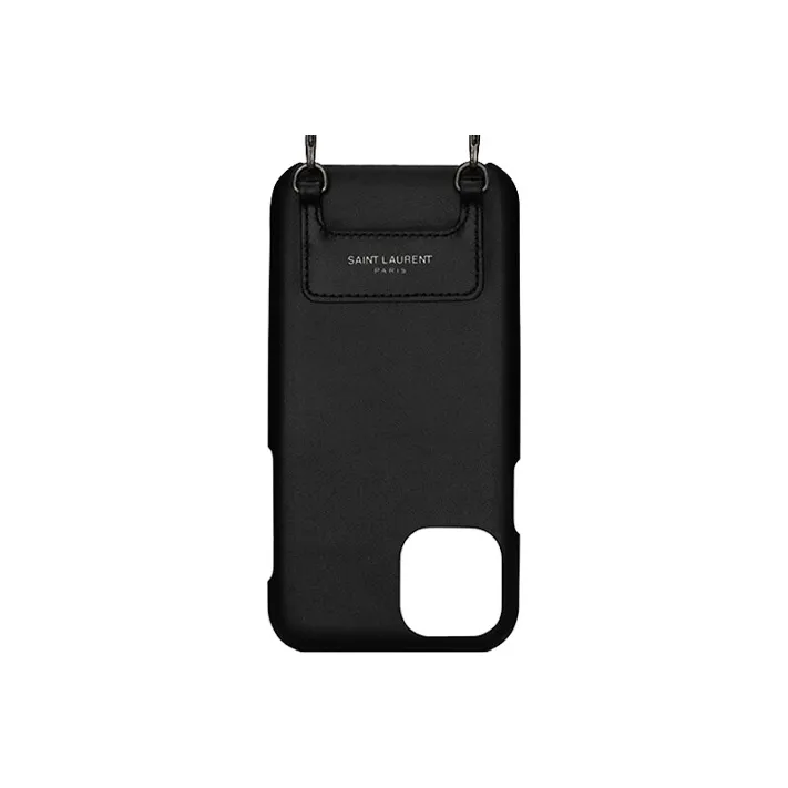 SAINT LAURENT Smooth Finish Leather Crossbody Bag With Cell Phone Pouch Men's Black