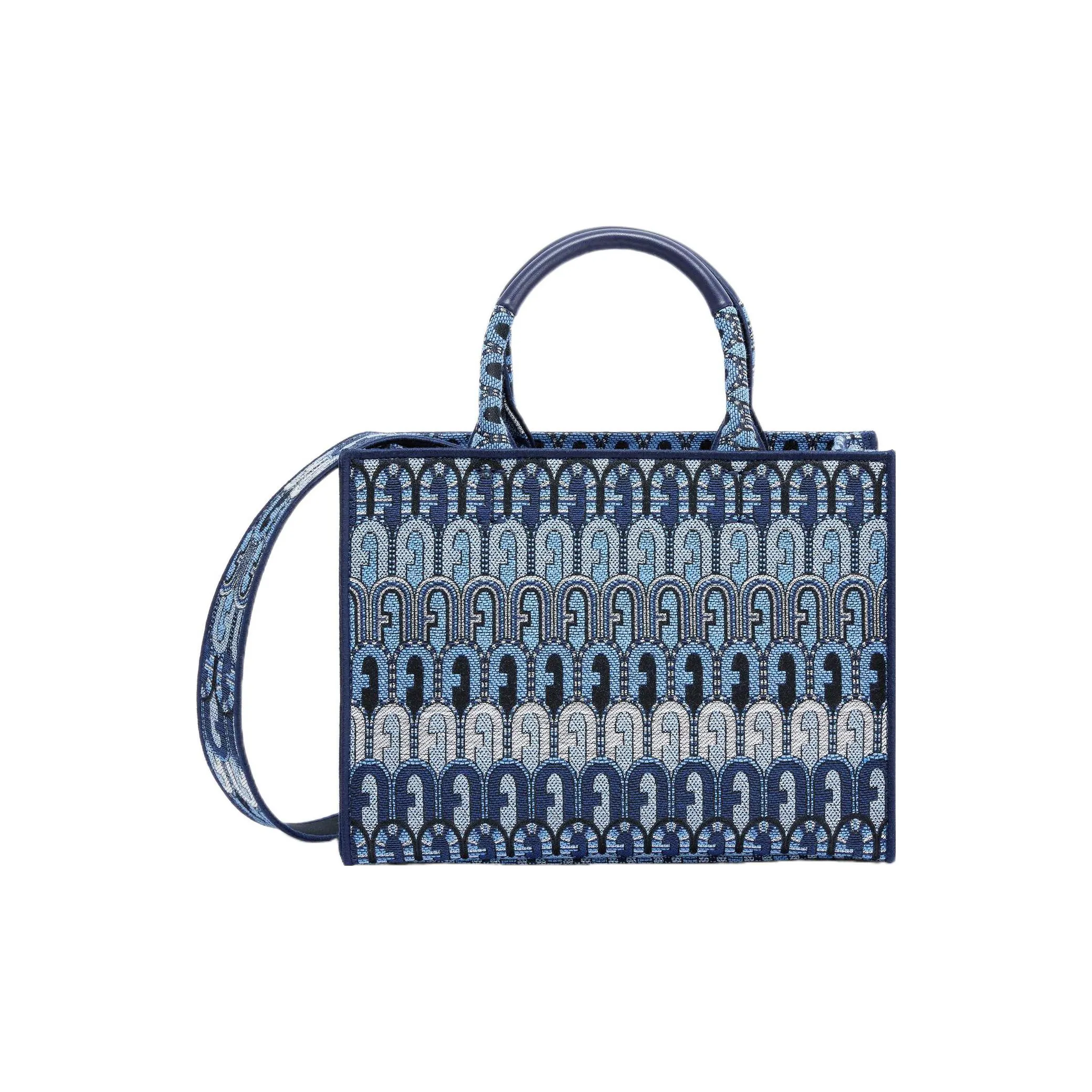 Furla Fabric Tote Bag, Shopping Bag, Shoulder Bag Trumpets Women's Denim Blue Shades