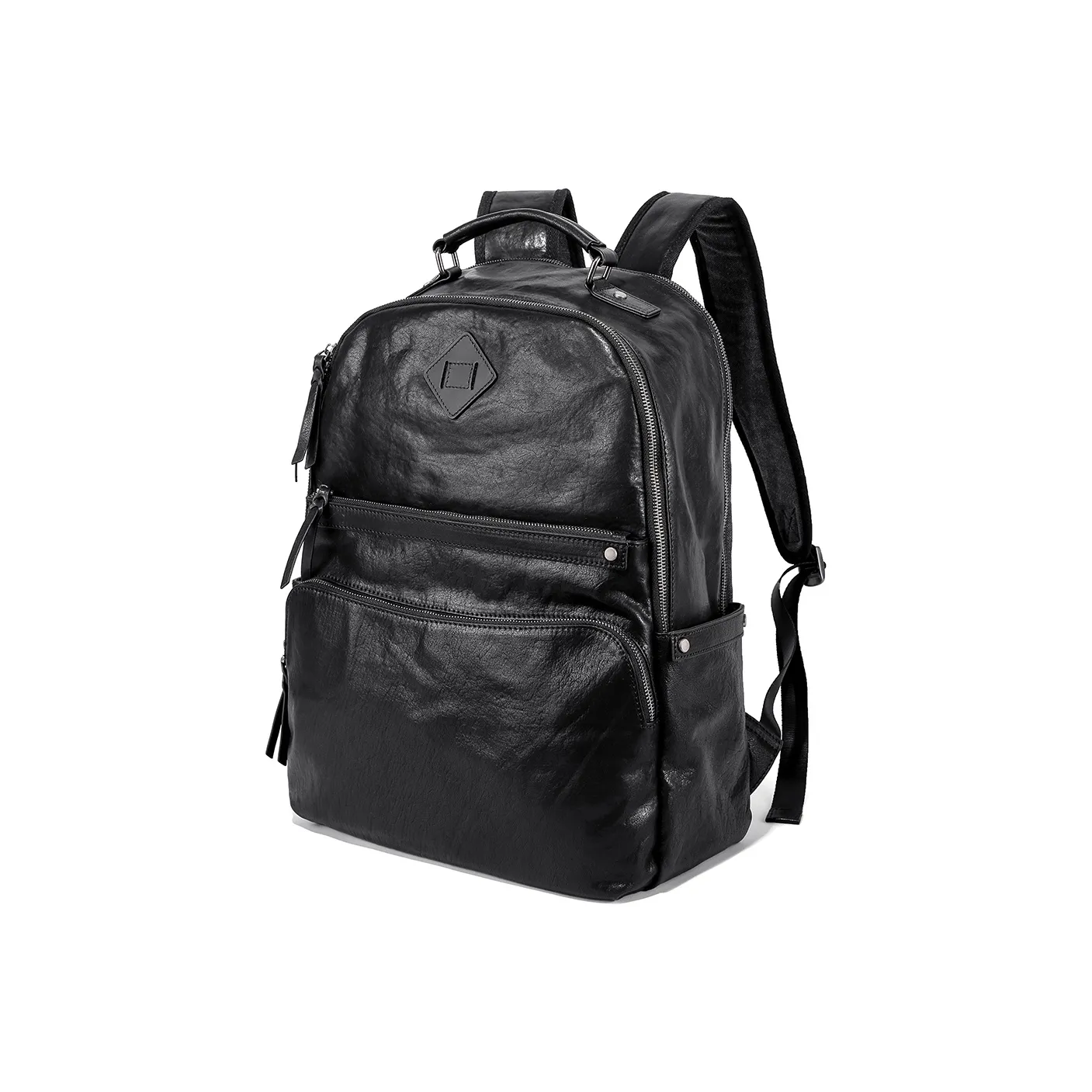 Ace Paul Top Grain Cow Leather Backpack Large Size Men's Black