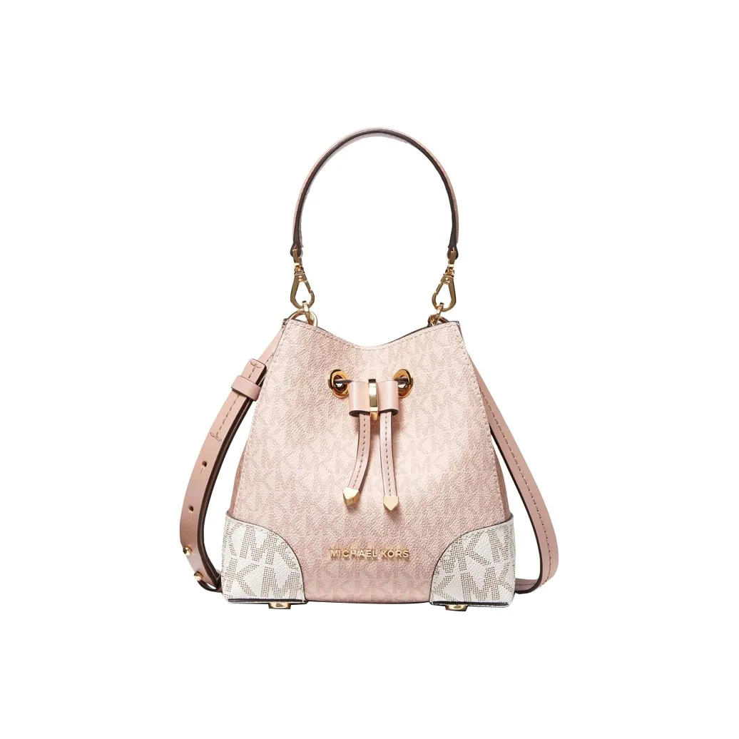 MICHAEL KORS Canvas With Polyurethane Bucket Bag, Handbag, Crossbody Bag Mini Women's Pink, White & Multicolor