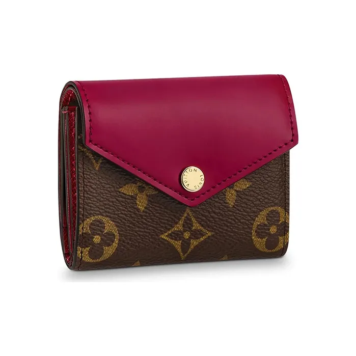 LOUIS VUITTON Cow Leather Wallet Women's Rose Red