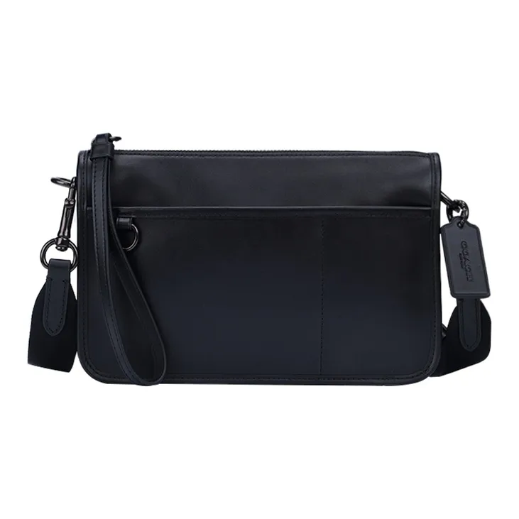 COACH Heritage Cow Leather Crossbody Bag, Shoulder Bag Men's Black