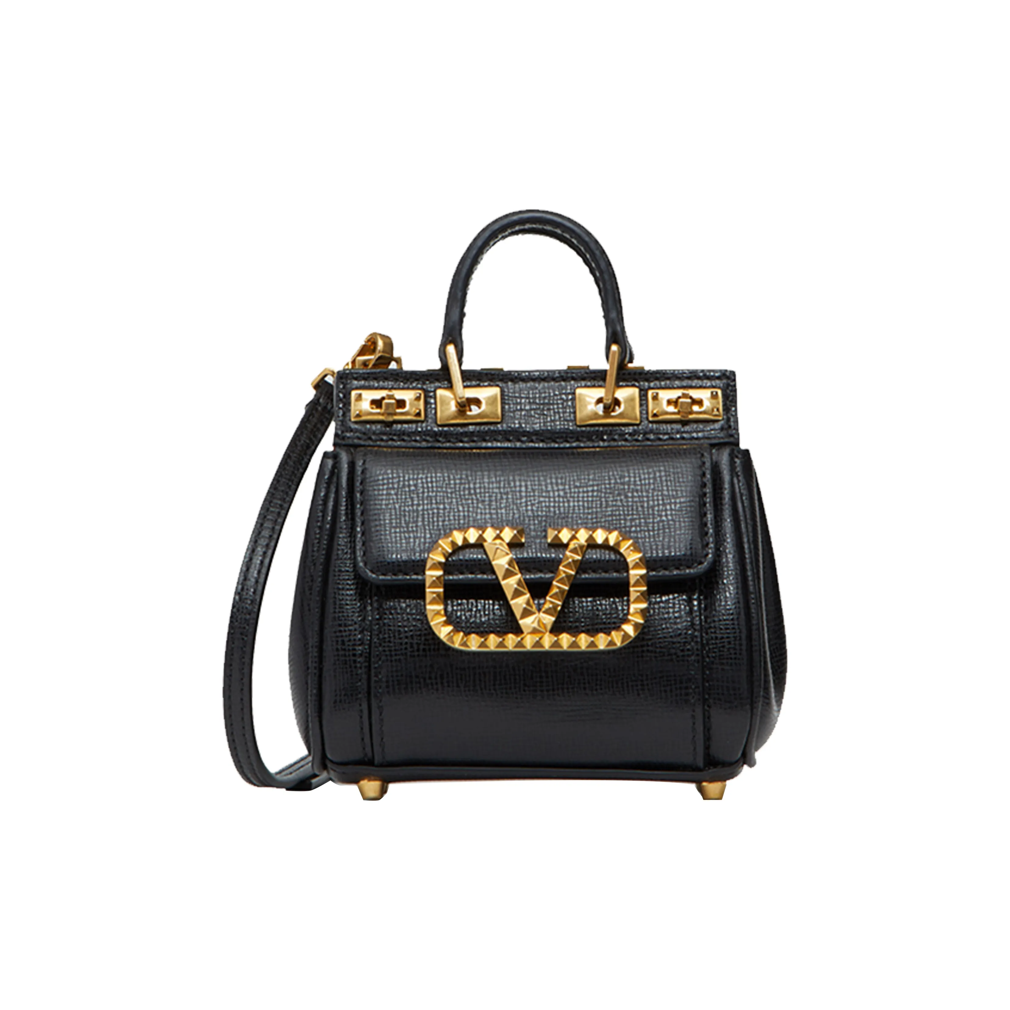 Valentino ROCKSTUD ALCOVE Grain Calfskin Handbag, Shoulder Bag, Crossbody Bag Mini Women's Black