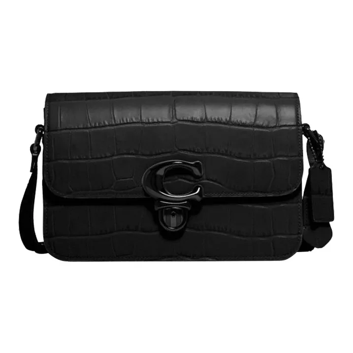 COACH Studio Крокодиловый узор Кожа Сумка через плечо Большая Женская Черная