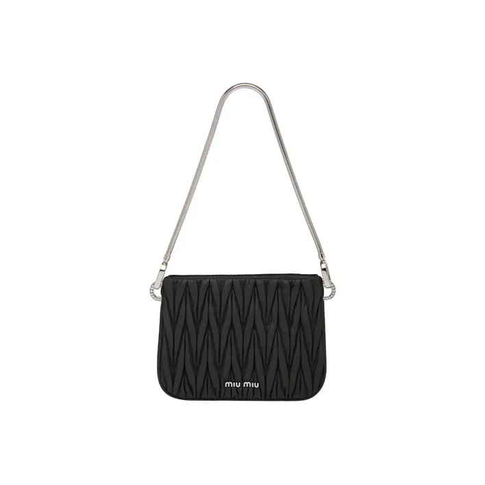 MIU MIU SASSY Soft Sheep Leather Handbag Medium Size Women's Black