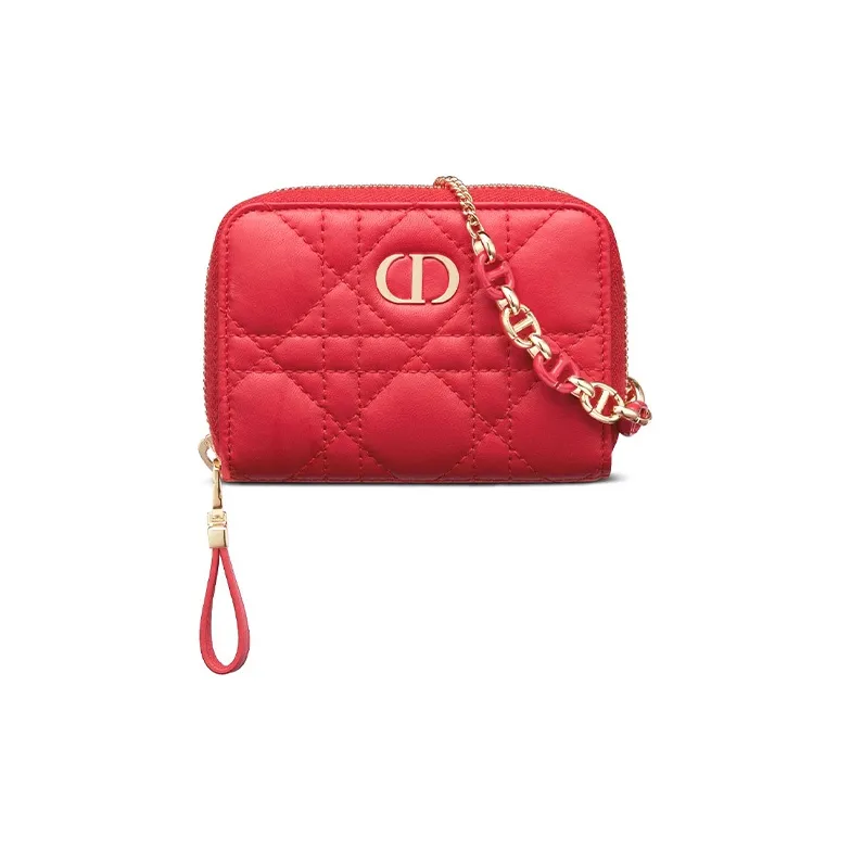 DIOR Sheepskin Clutch Mini Women's Red