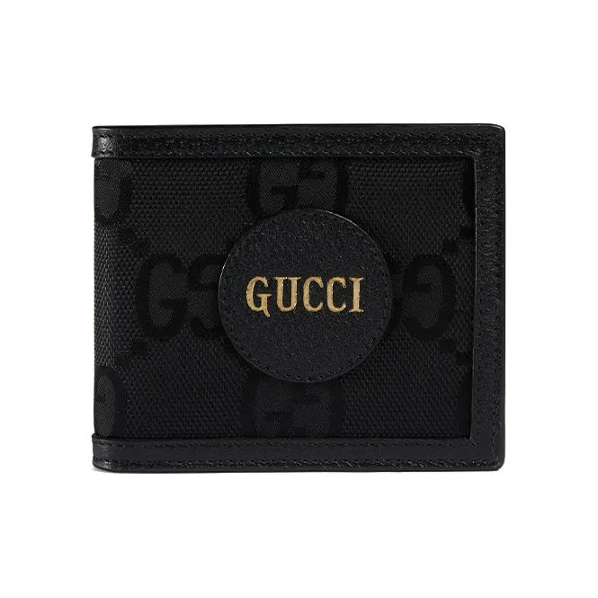 GUCCI Nylon With Leather Wallet Men's Black