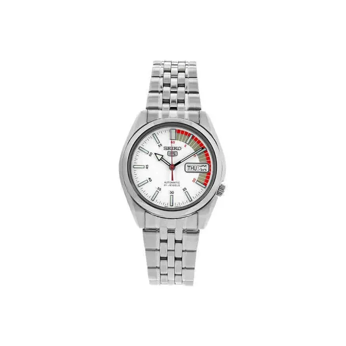 SEIKO Seiko5 Collection Automatic Mechanical Movement Stainless Steel Strap Watch Men's Watches White Dial SNK369K1