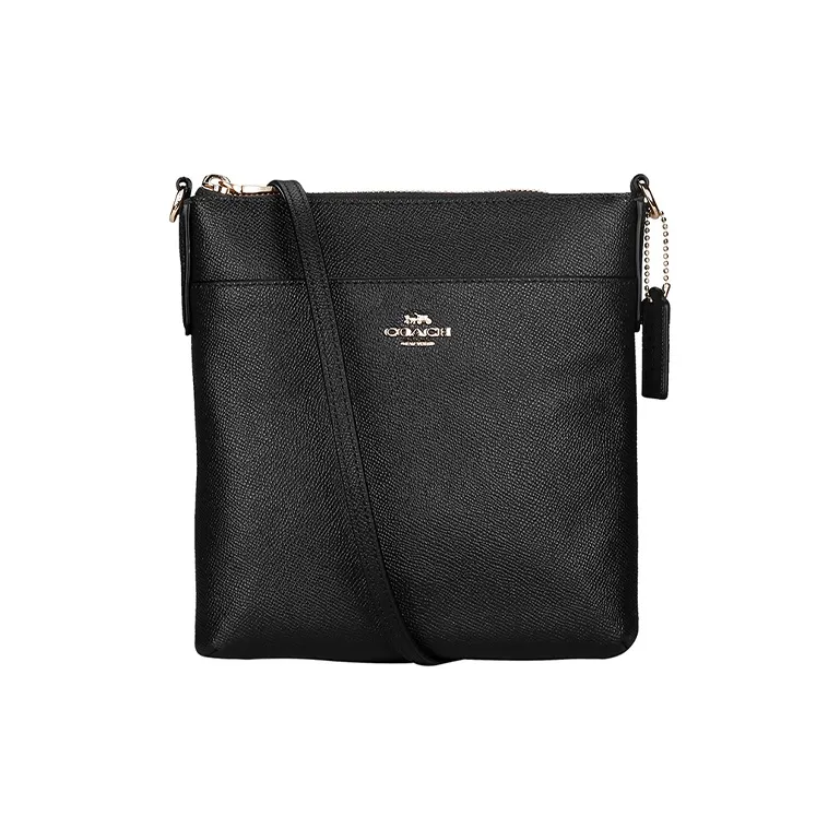 COACH Kitt Крестообразная текстура Кожа Курьерская сумка Сумка через плечо Маленькая Женская Черная