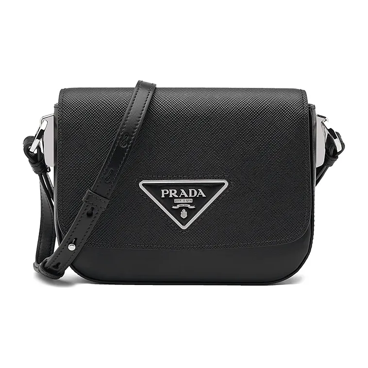 prada T-shirt Saffiano Leather Crossbody Bag Women's Black