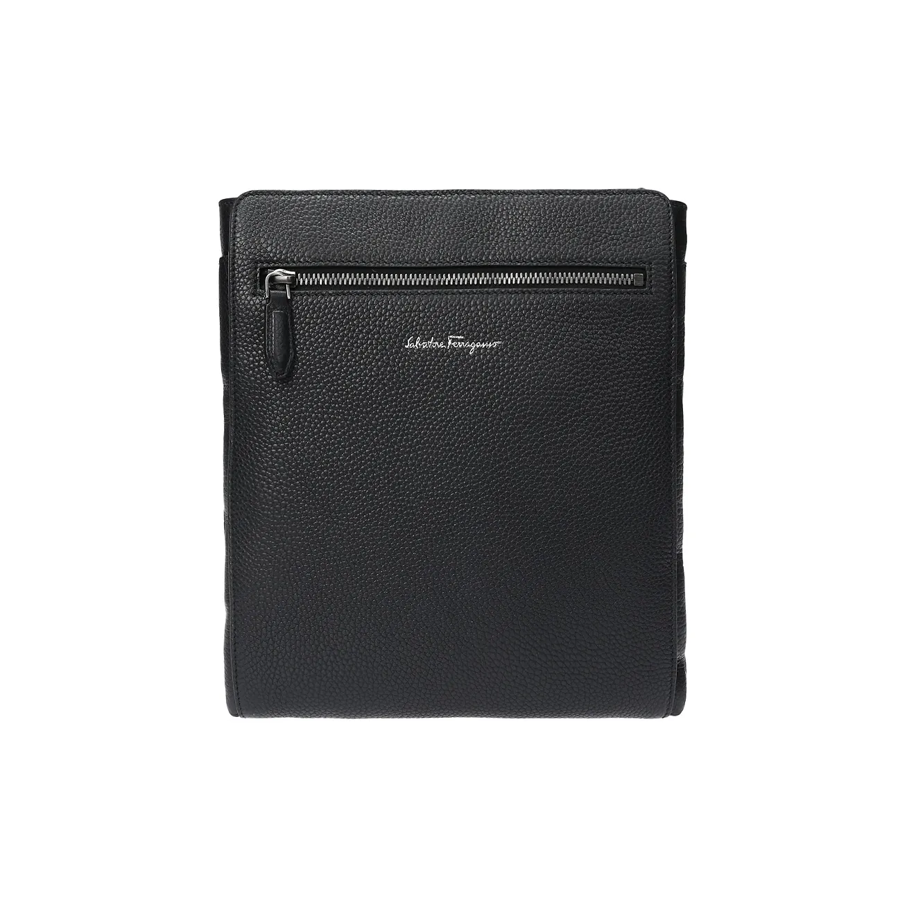 FERRAGAMO Cow Leather Shoulder Bag Men's Black