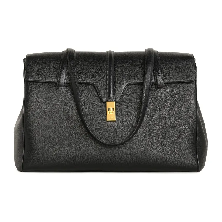 CELINE SOFT 16 Cow Leather Portable Crossbody Bag, Shoulder Bag Women's Black