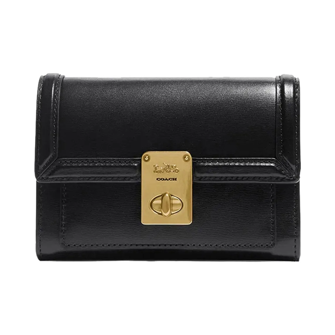 COACH Hutton Calfskin Clutch Wallet Women's Black