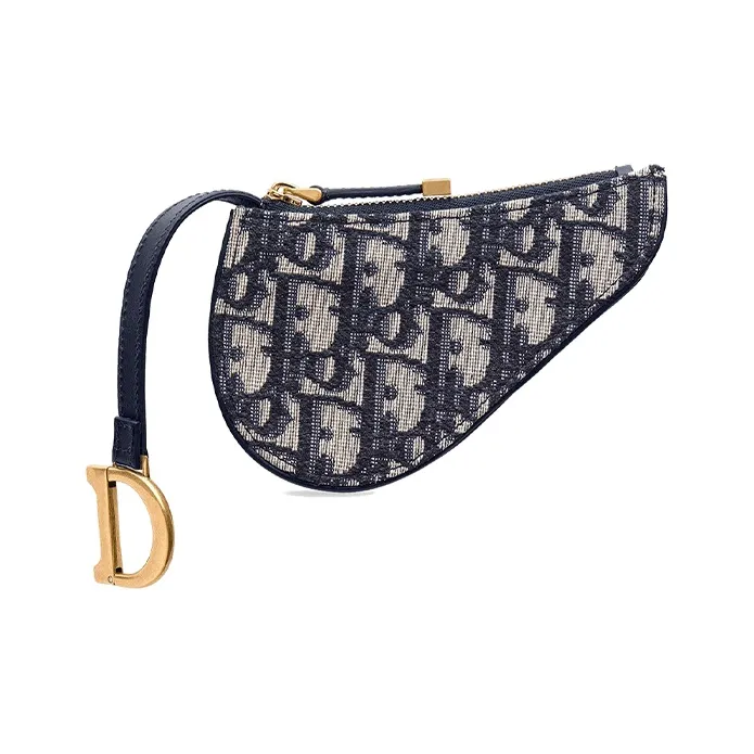 DIOR SaddleOBLIQUE Овчина Седло Сумка Кошелек Женские Синий