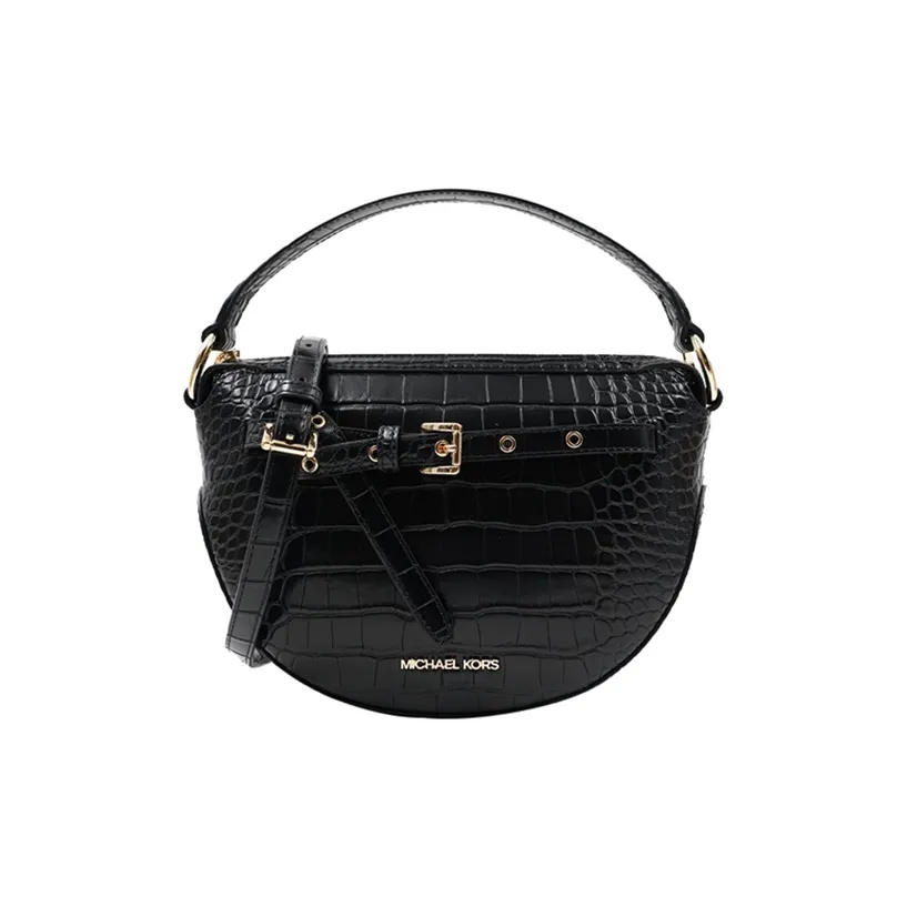 MICHAEL KORS Leather Dome Bag, One Shoulder Handbag Medium Size Women's Black
