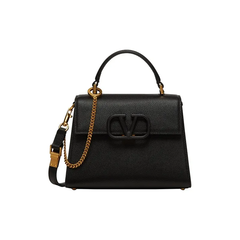 Valentino VSLING Grain Calfskin Chain Bag, Handbag, Shoulder Bag, Crossbody Bag Small Women's Black
