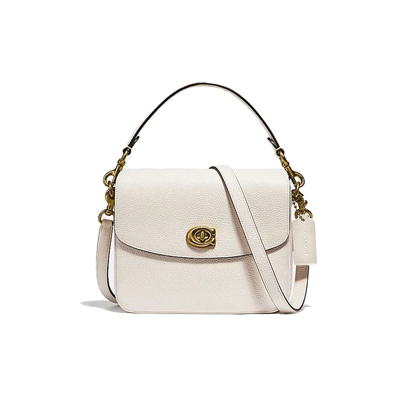 COACH Cassie Polished Pebbled Leather head Bag Handbag Shoulder Bag Crossbody Bag Small Size Women's White