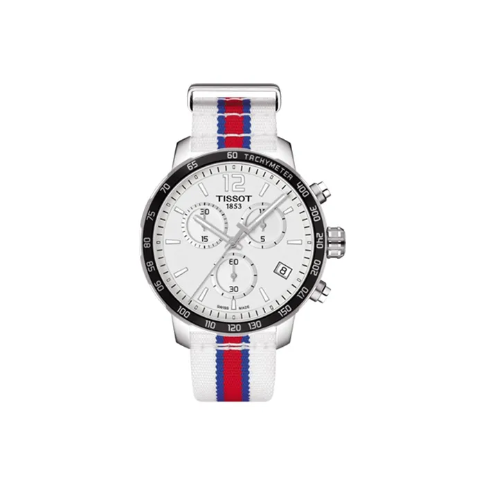 TISSOT Time Jog Collection Кварцевый механизм Мужские часы 42 мм 42*42 мм Белый циферблат Корпус из нержавеющей стали Ремешок из нейлона