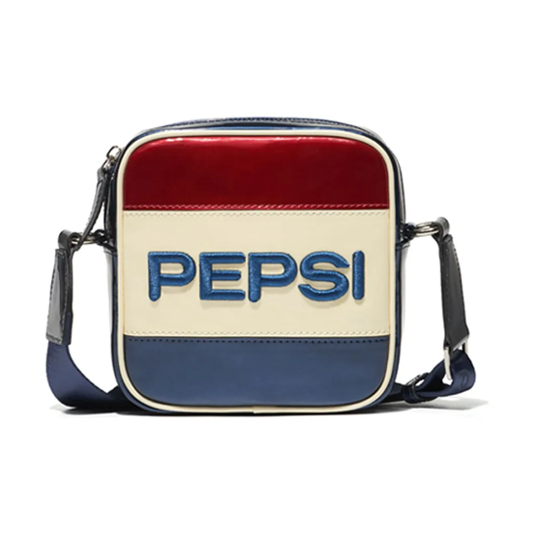 Pepsi Pu Synthetic Leather Small Square Bag Shoulder Bag Regular Unisex Deep Sea Blue