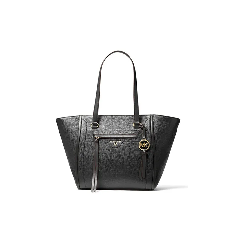 MICHAEL KORS Carine Leather Tote Bag Shopping Bag Shoulder Bag Handbag Medium Size Women's Black